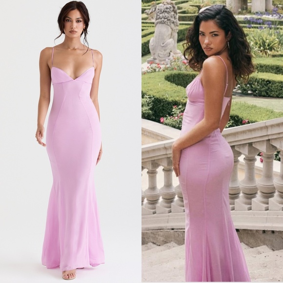 NEW House of CB Loren Pink Maxi Dress Large+ (XL) with Plus Cup - Picture 5 of 17